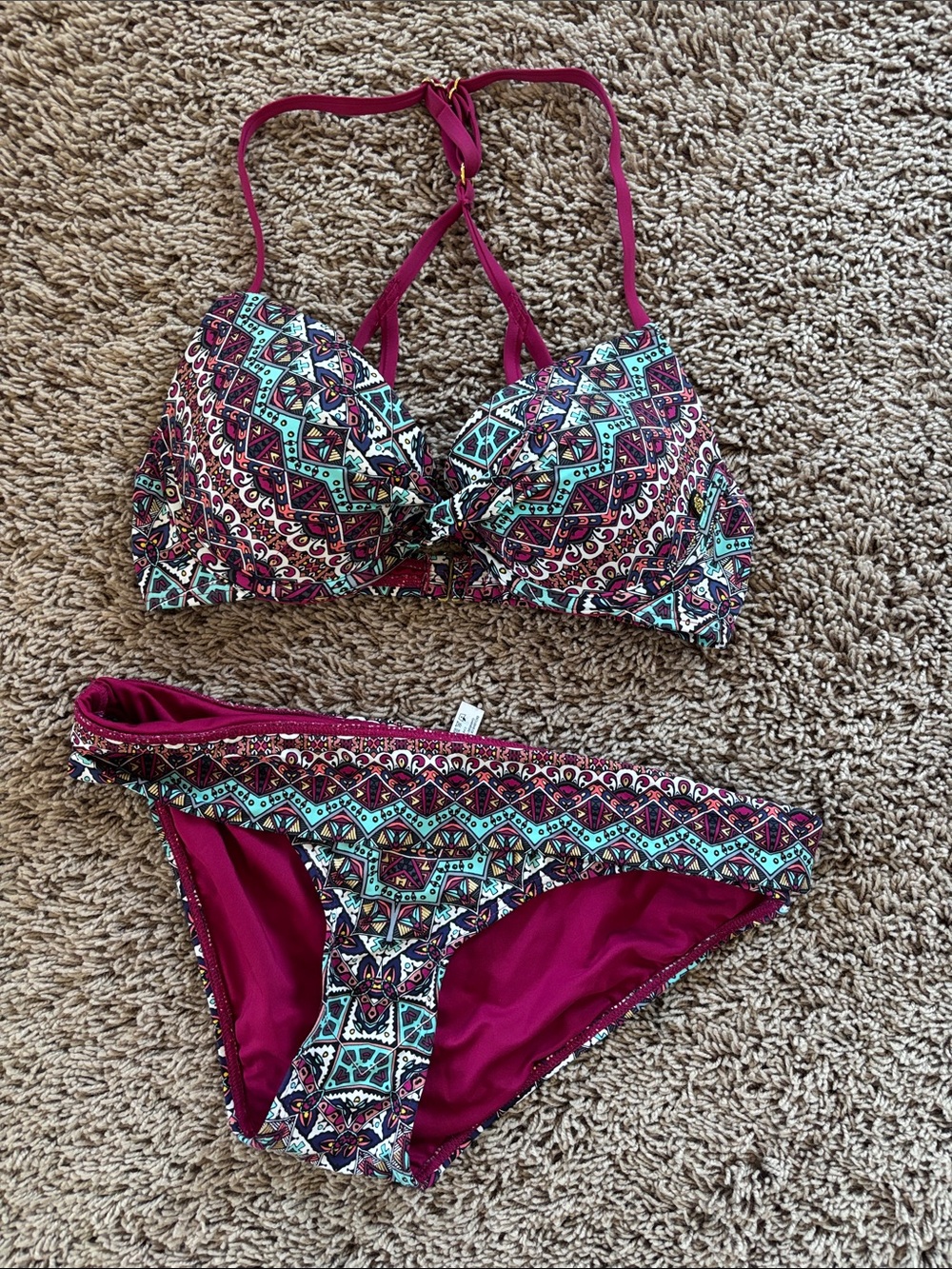 La Vie En Rose Magenta Printed Two-Piece Bikini Set